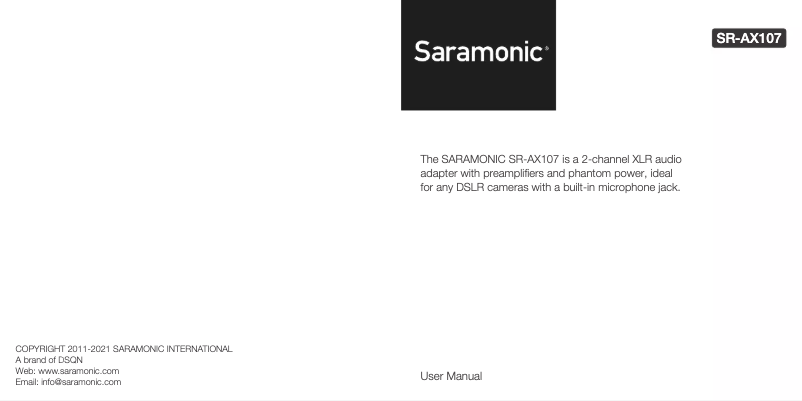 Imagen de la primera página del manual del dispositivo SR-AX107