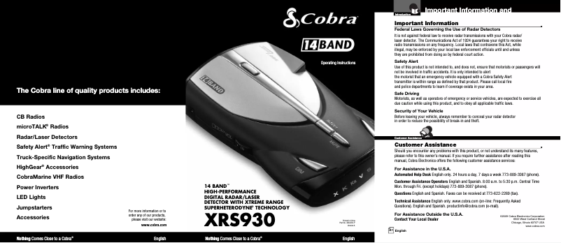 Página nº 1 - Manual de usuario Cobra XRS 930