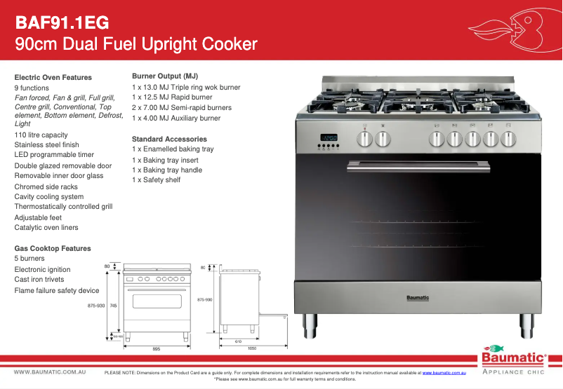 Página 1 del manual Ficha técnica Baumatic BAF91.1EG