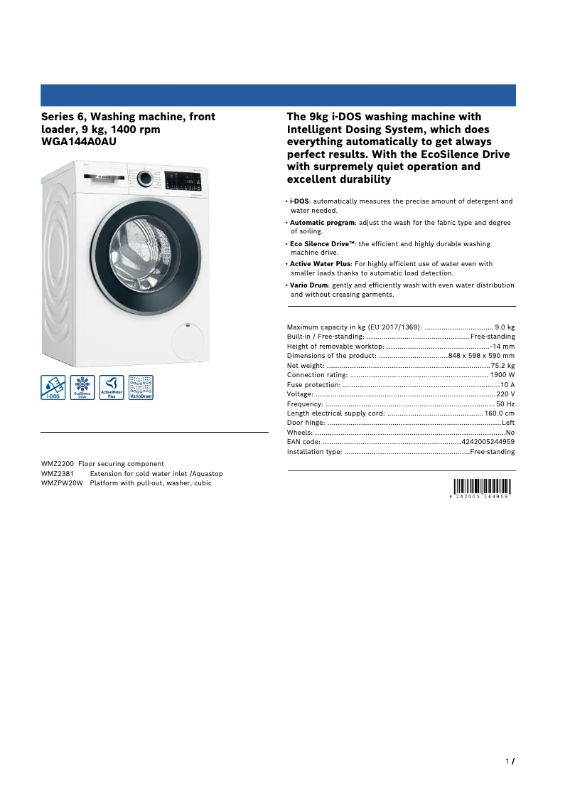 Imagen de la primera página del manual del dispositivo WGA144A0AU