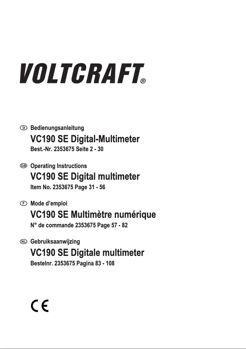 Página 1 del manual Manual de usuario Voltcraft VC190 SE