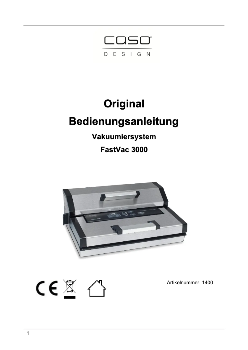 Imagen de la primera página del manual del dispositivo FastVac 3000