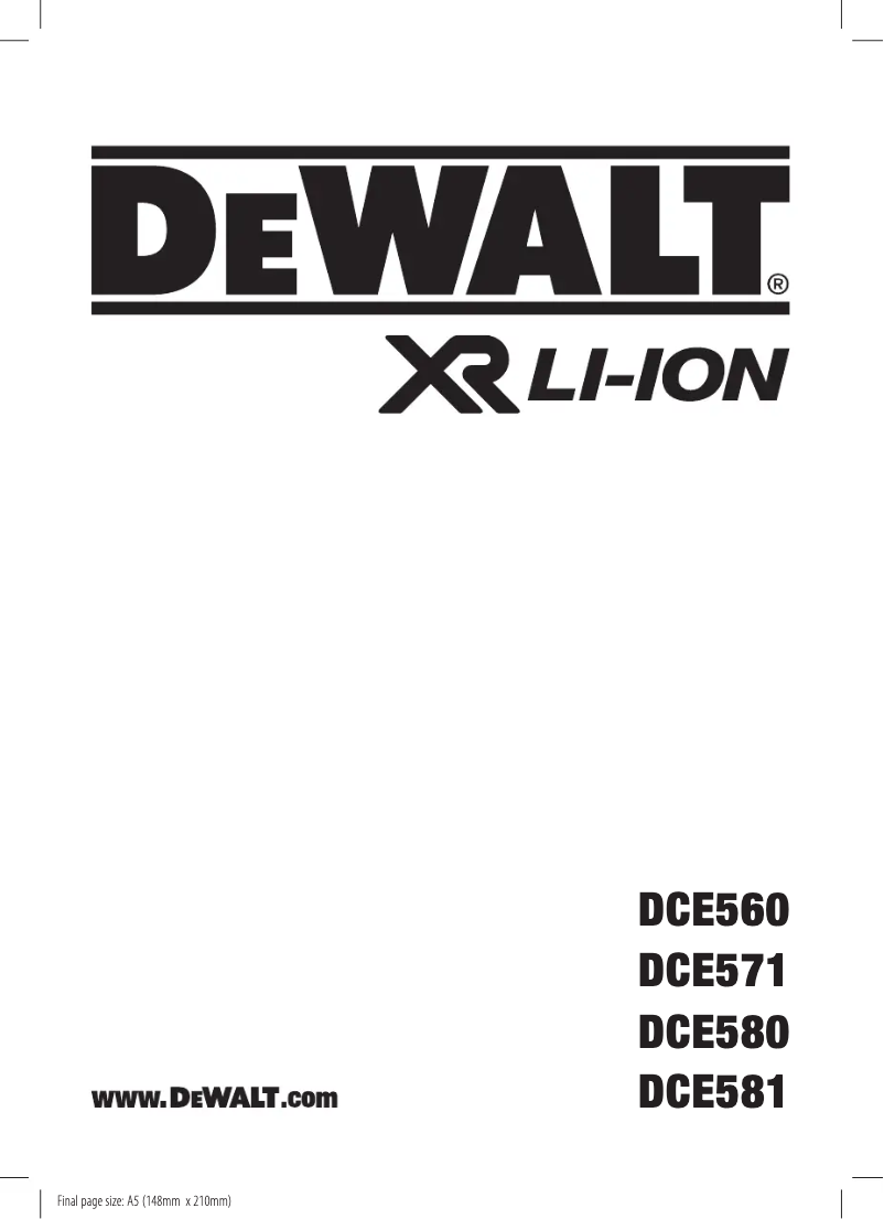 Página nº 1 - Manual de usuario DeWalt DCE580