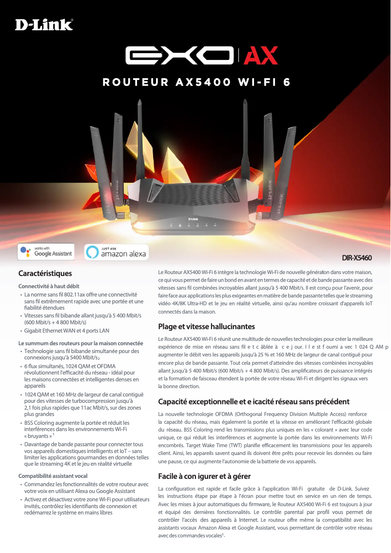 Página 1 del manual Ficha técnica D-Link DIR-X5460