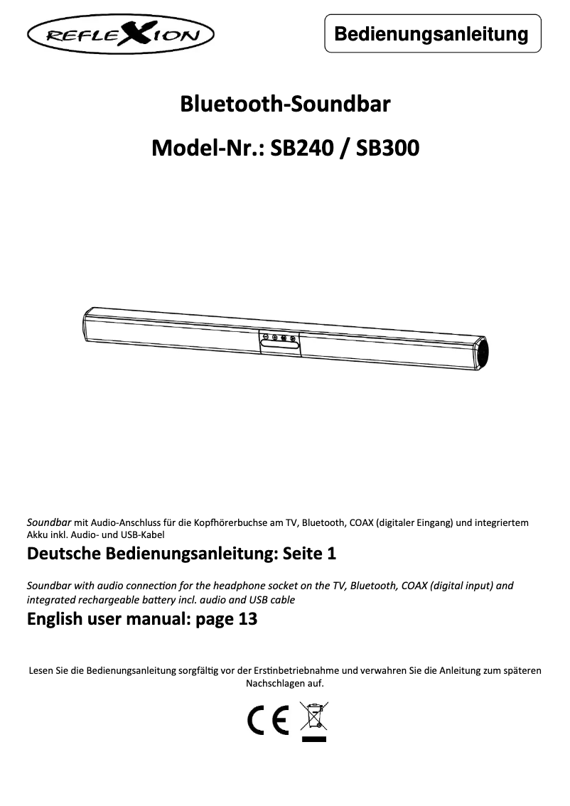 Página nº 1 - Manual de usuario Reflexion SB240