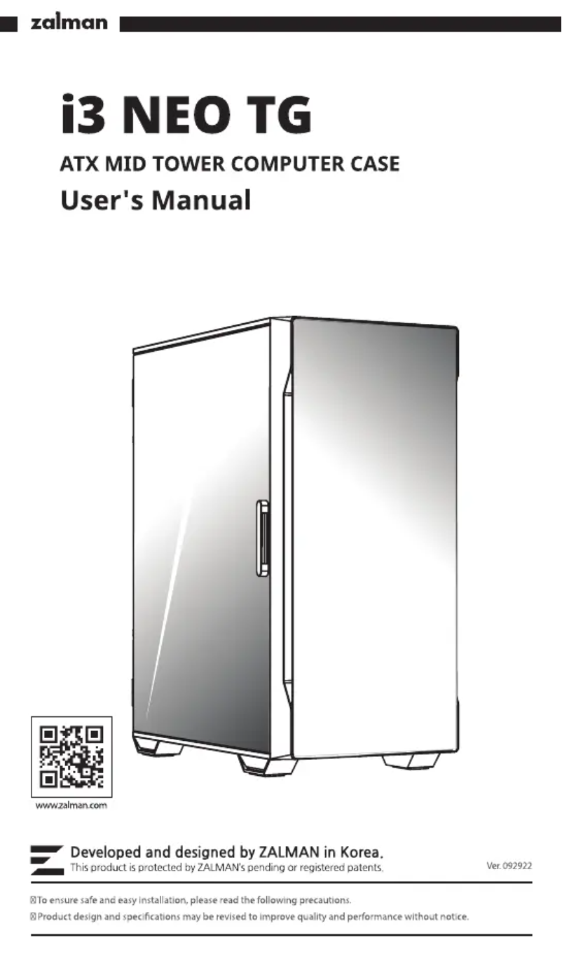 Página 1 del manual Manual de usuario Zalman i3 NEO TG