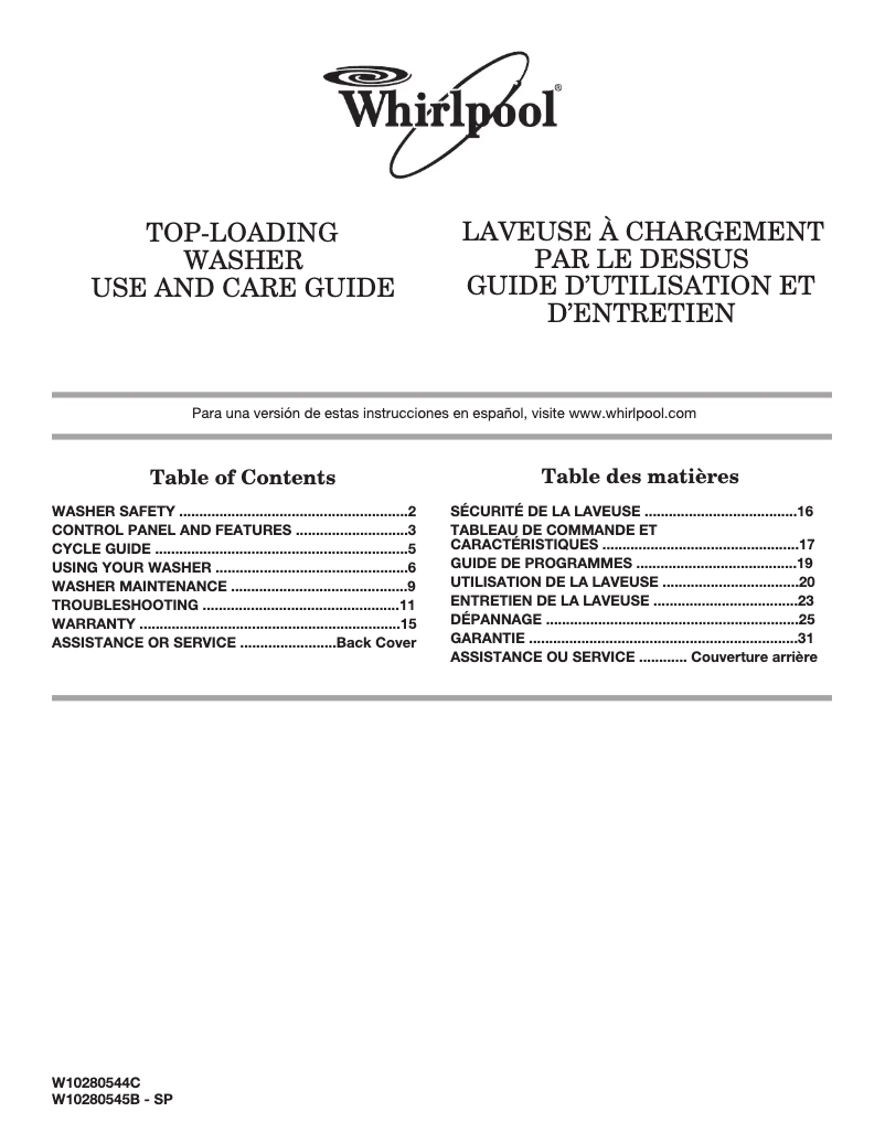 Página 1 del manual Manual de usuario Whirlpool WTW4800XQ