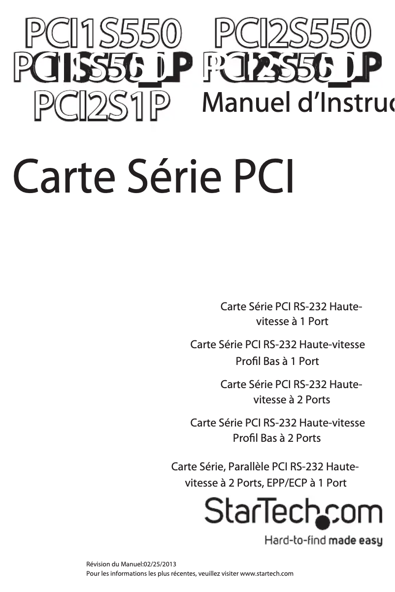 Imagen de la primera página del manual del dispositivo PCI2S550
