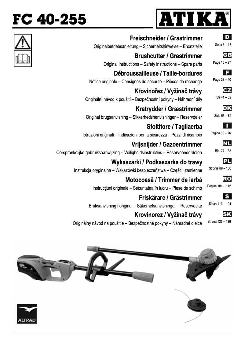 Imagen de la primera página del manual del dispositivo FC 40-255