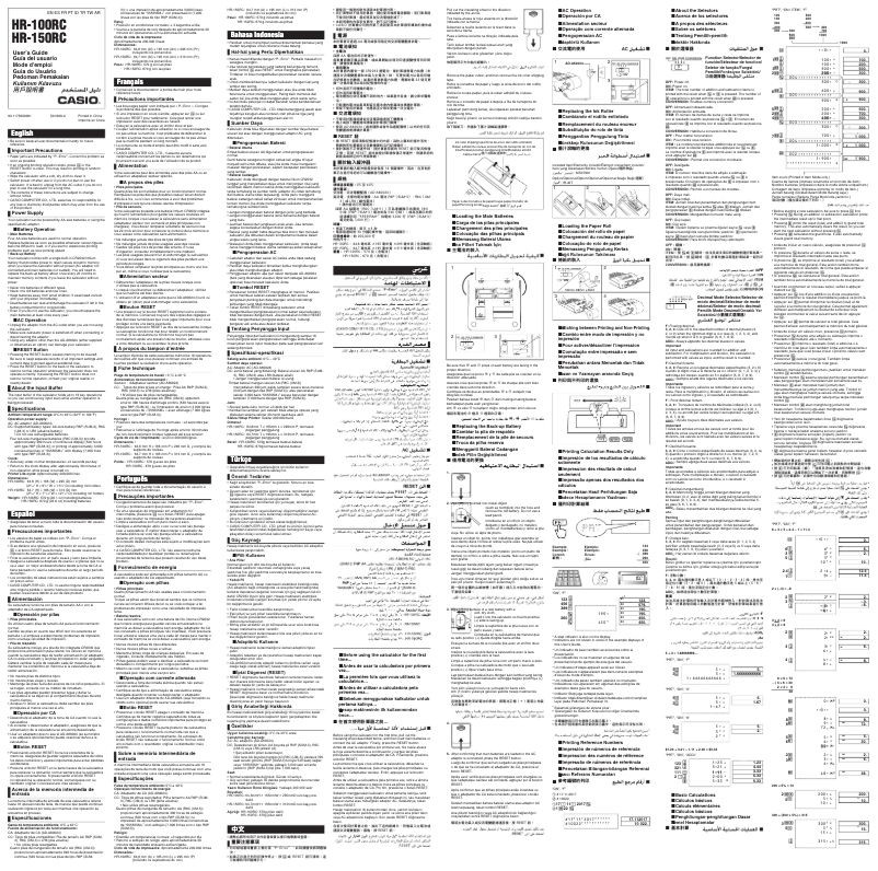 Página 1 del manual Manual de usuario Casio HR-100RC