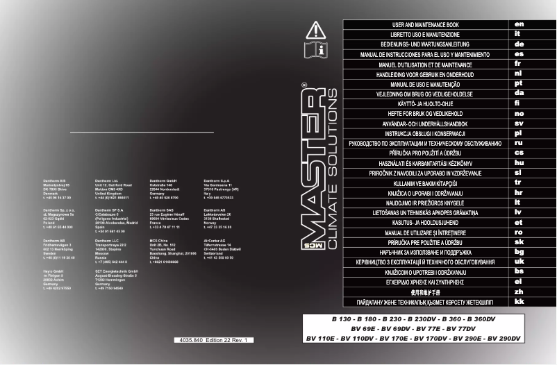 Página 1 del manual Manual de usuario Master BV 170