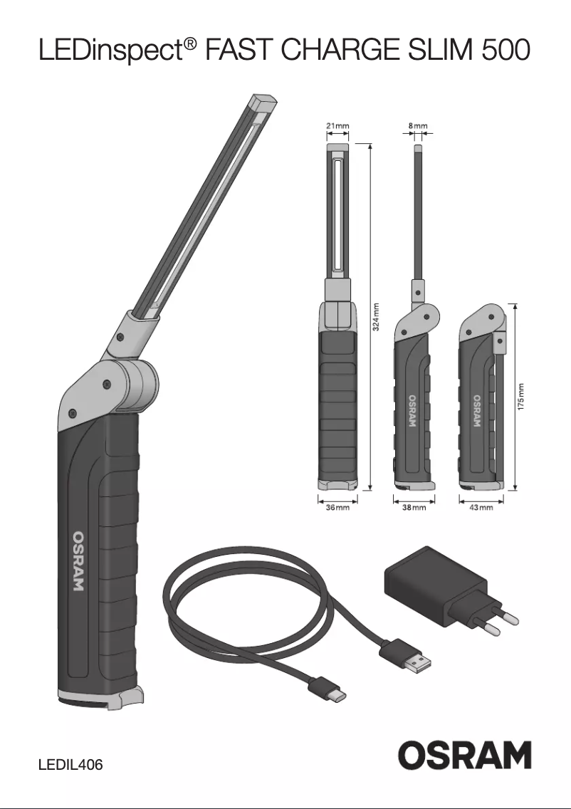 Página 1 del manual Instrucciones / montaje Osram LEDinspect FAST CHARGE SLIM500