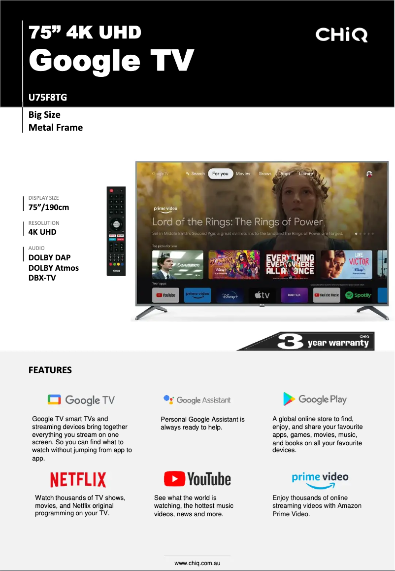 Imagen de la primera página del manual del dispositivo U75F8TG