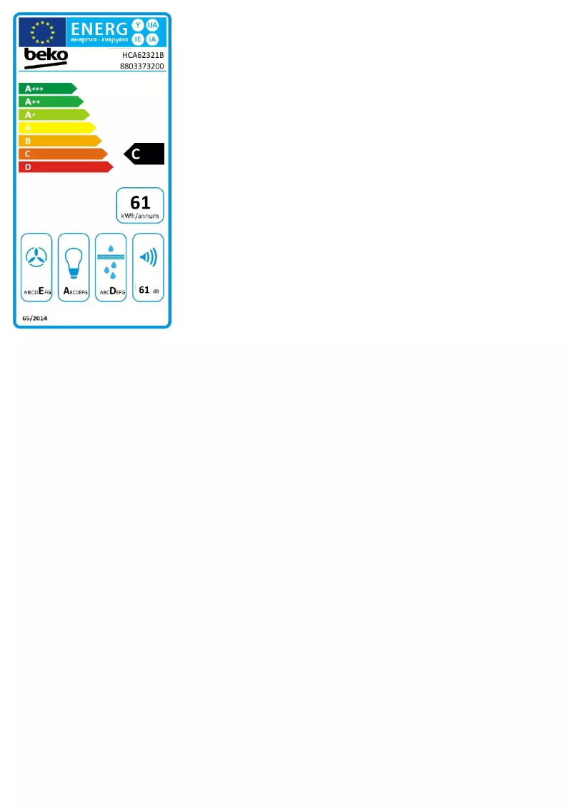 Página 1 del manual Etiqueta energética Beko HCA62321B