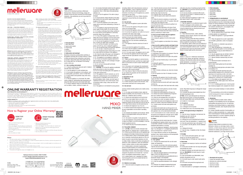 Imagen de la primera página del manual del dispositivo Mixo 26450WH