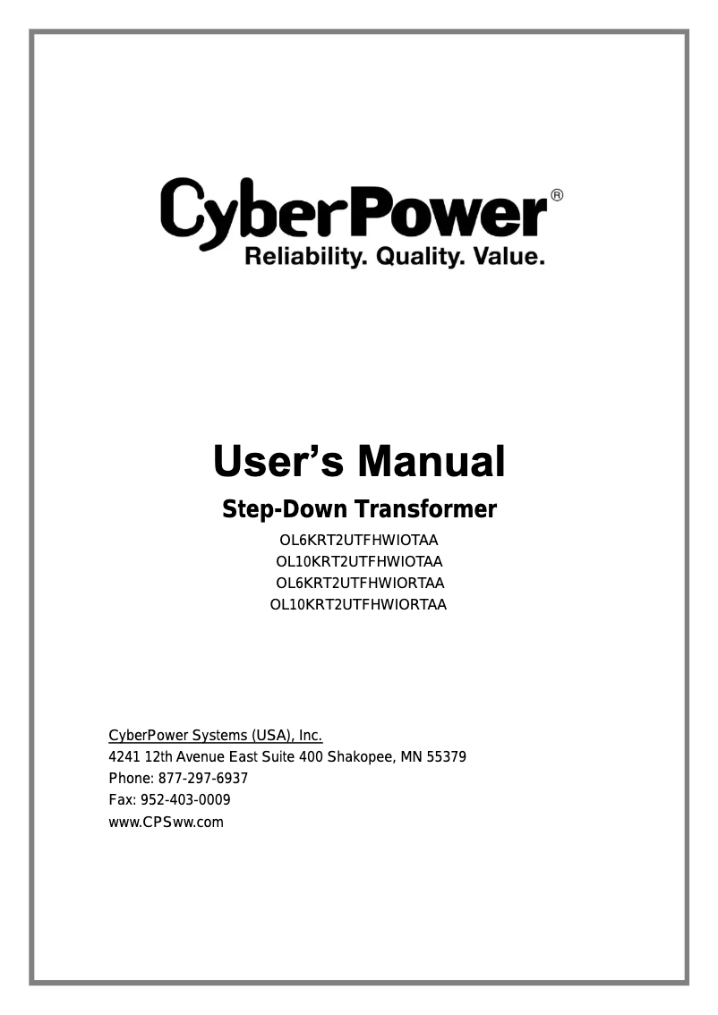 Página 1 del manual Manual de usuario CyberPower OL6KRT2UTFHWIORTAA