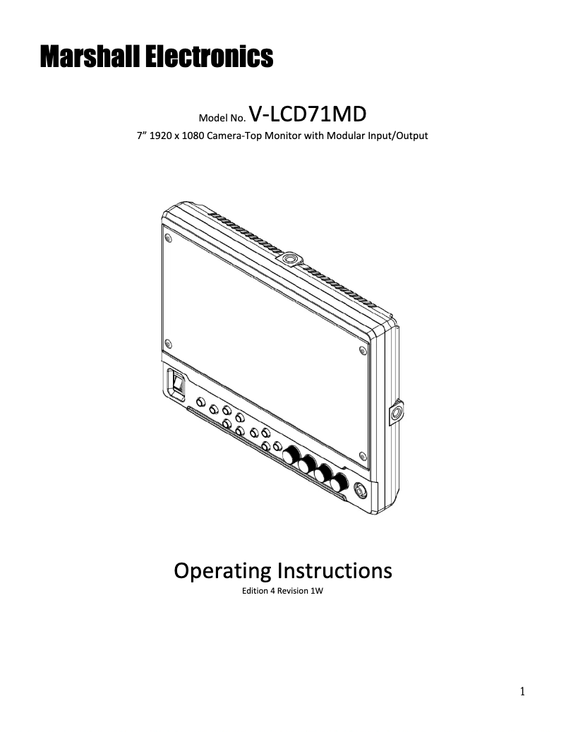 Imagen de la primera página del manual del dispositivo V-LCD71MD
