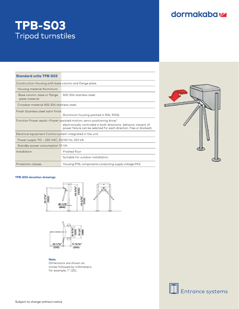 Imagen de la primera página del manual del dispositivo TPB-S03