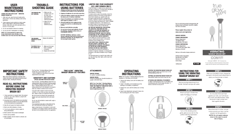 Página 1 del manual Manual de usuario Conair True Glow Glam MBS1