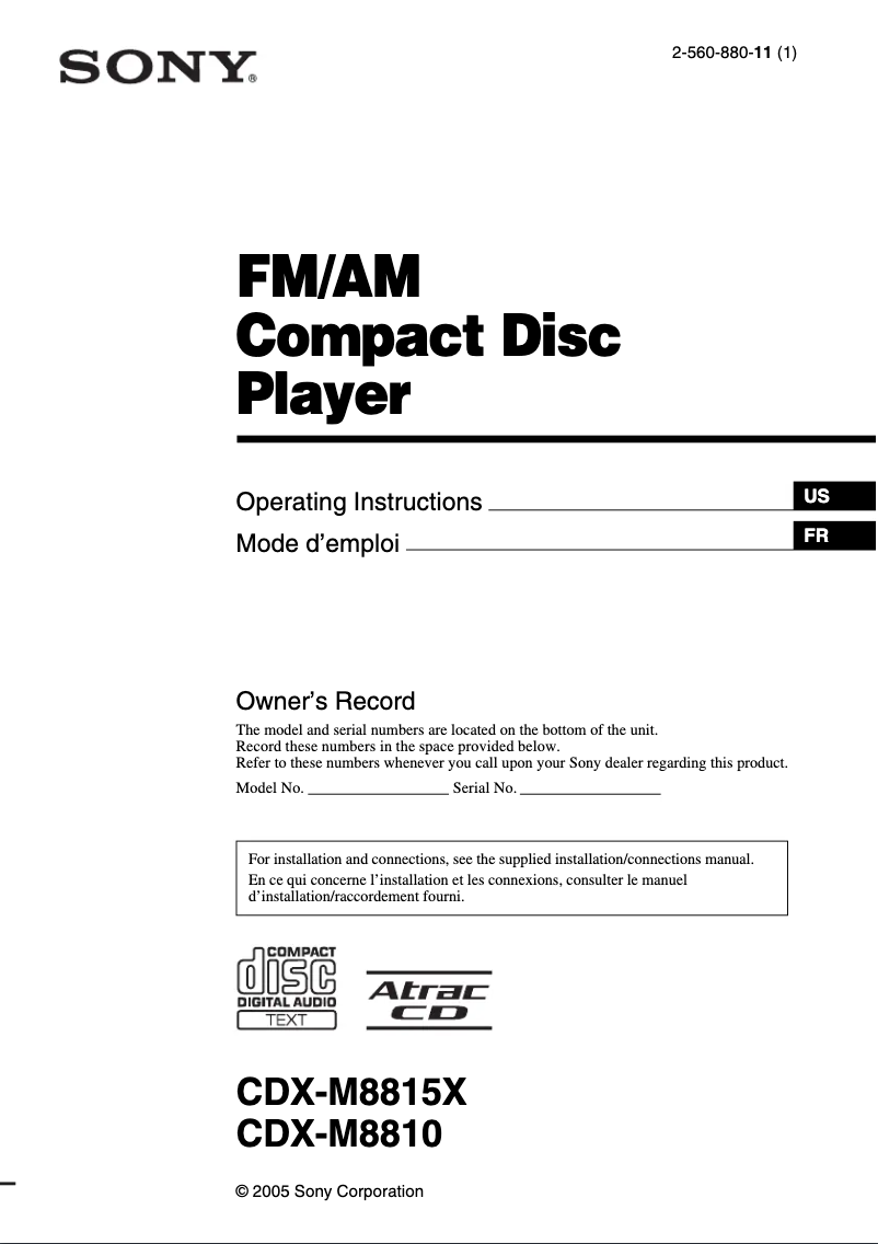 Imagen de la primera página del manual del dispositivo CDX-M8810