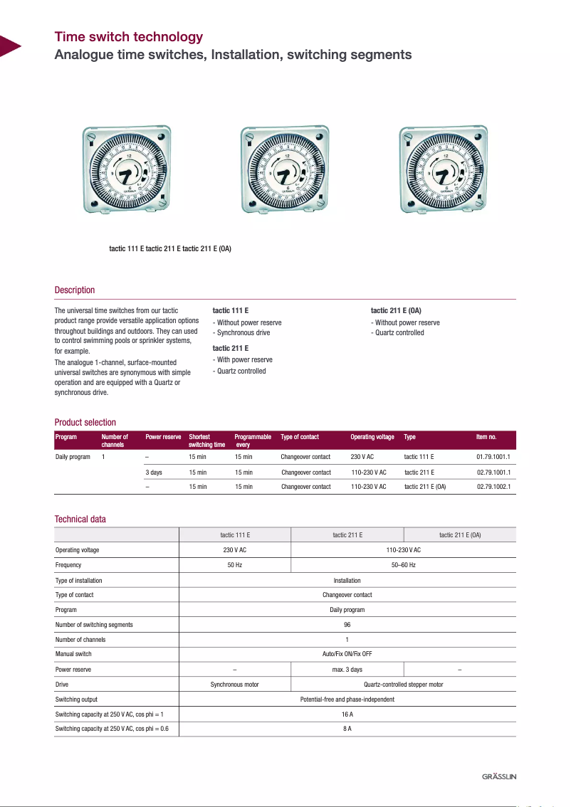 Página nº 1 - Ficha técnica Grässlin tactic 211 E