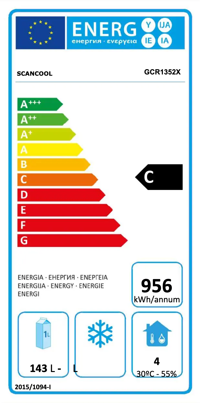 Página 1 del manual Etiqueta energética Scancool GCR1352X