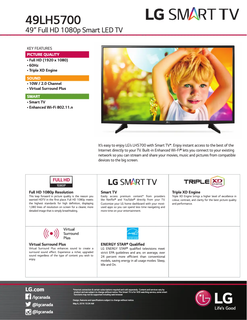 Imagen de la primera página del manual del dispositivo 49LH5700