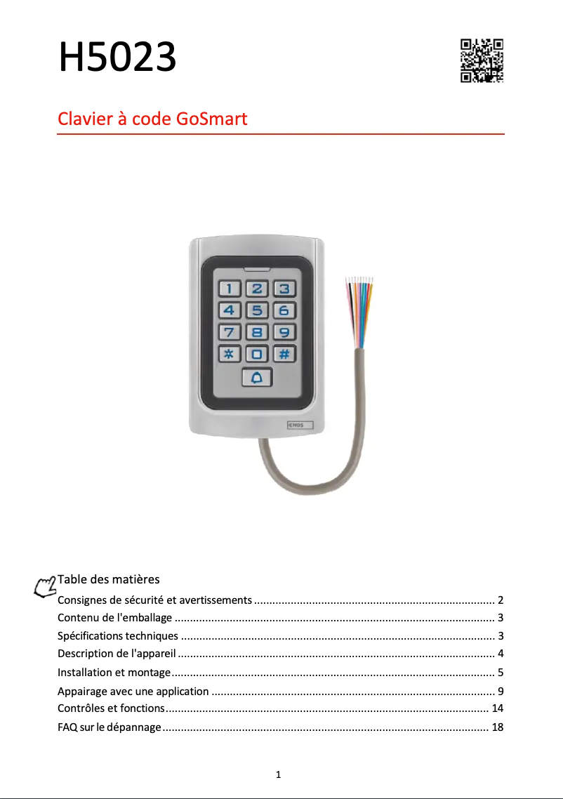 Imagen de la primera página del manual del dispositivo H5023