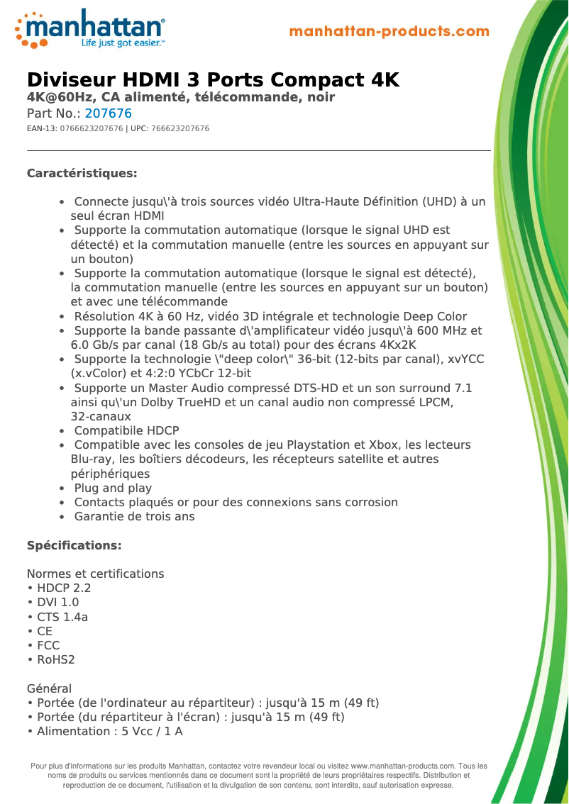 Página 1 del manual Ficha técnica Manhattan 207676