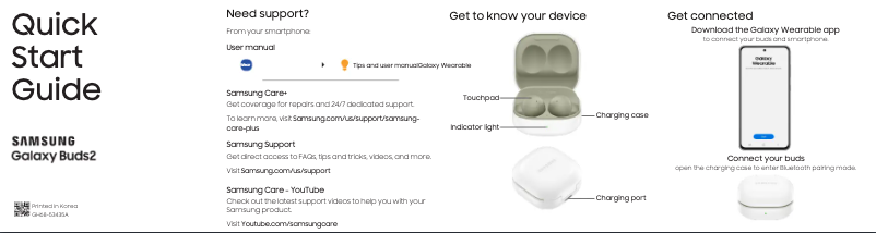 Imagen de la primera página del manual del dispositivo Galaxy Buds 2