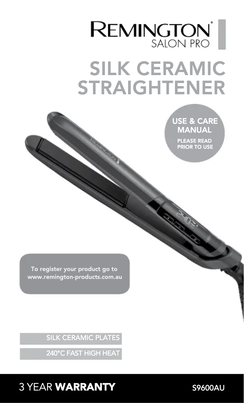 Página 1 del manual Manual de usuario Remington Silk Ceramic S9600AU