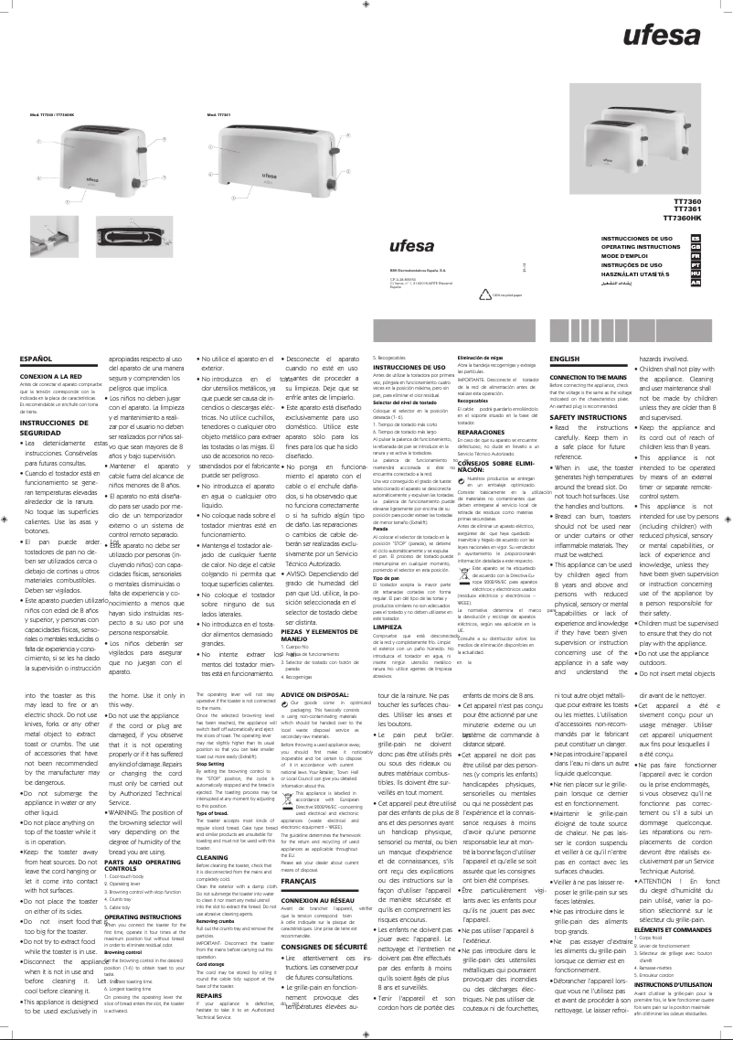 Imagen de la primera página del manual del dispositivo TT7360HK