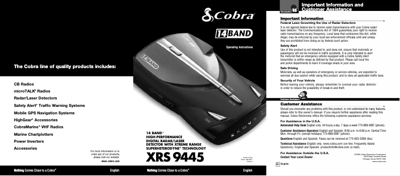 Página 1 del manual Manual de usuario Cobra XRS 9445