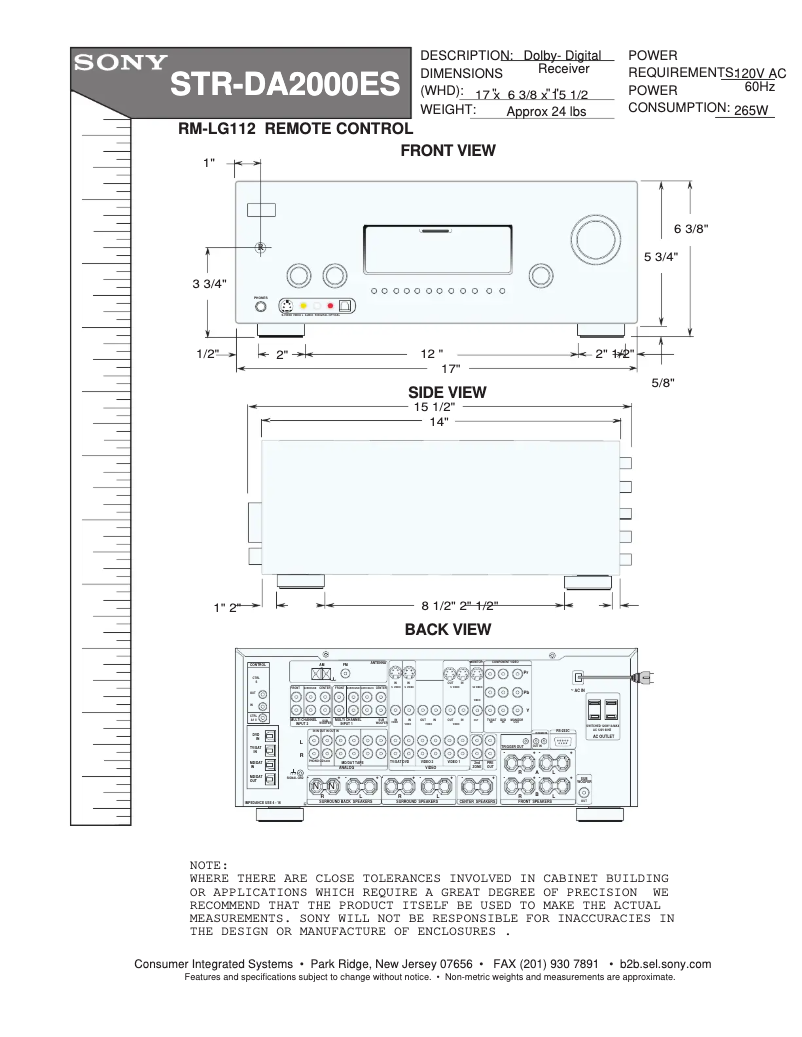 Imagen de la primera página del manual del dispositivo STR-DA2000ES