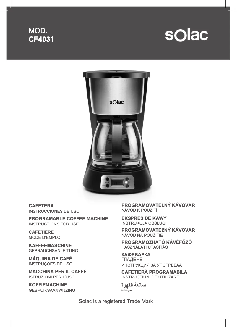 Página 1 del manual Manual de usuario Solac Stillo Digital CF4031