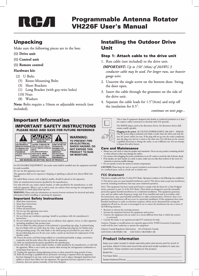 Página 1 del manual Manual de usuario RCA VH226F