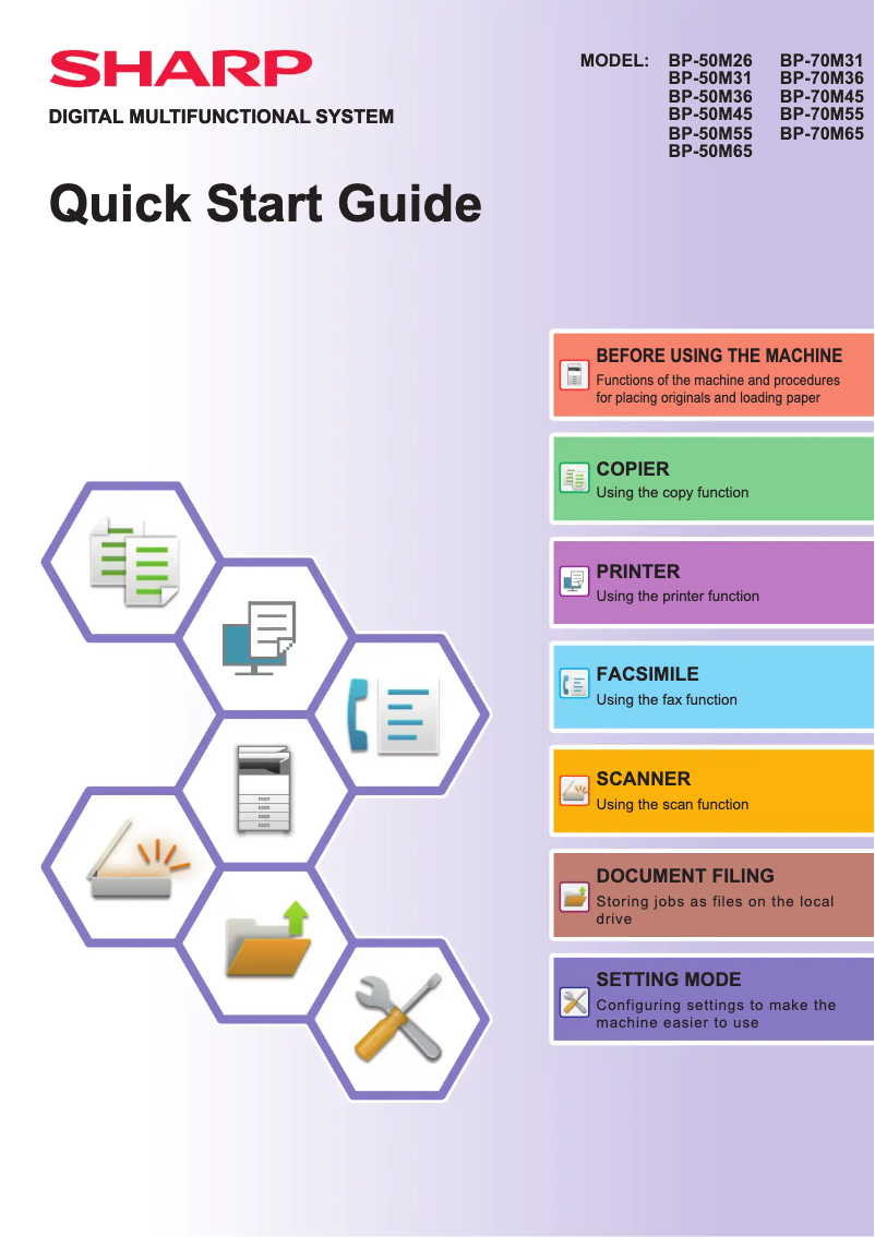 Página nº 1 - Guía de inicio rápido Sharp BP-70M36