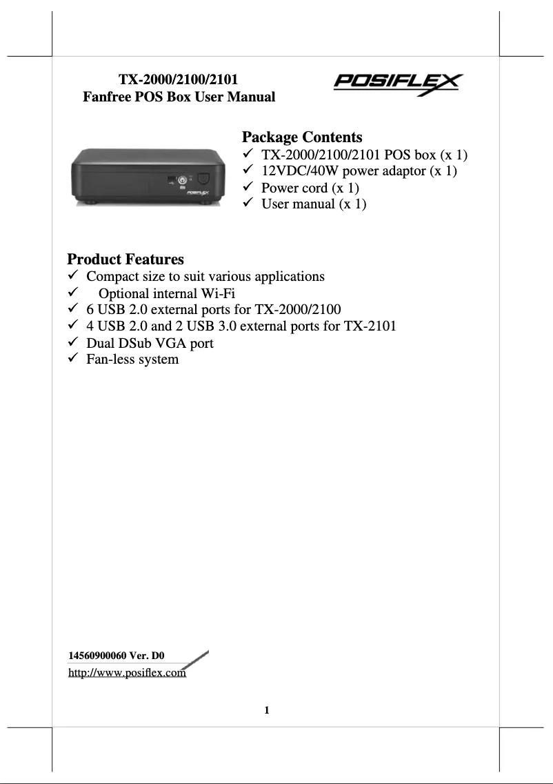 Imagen de la primera página del manual del dispositivo TX-2100