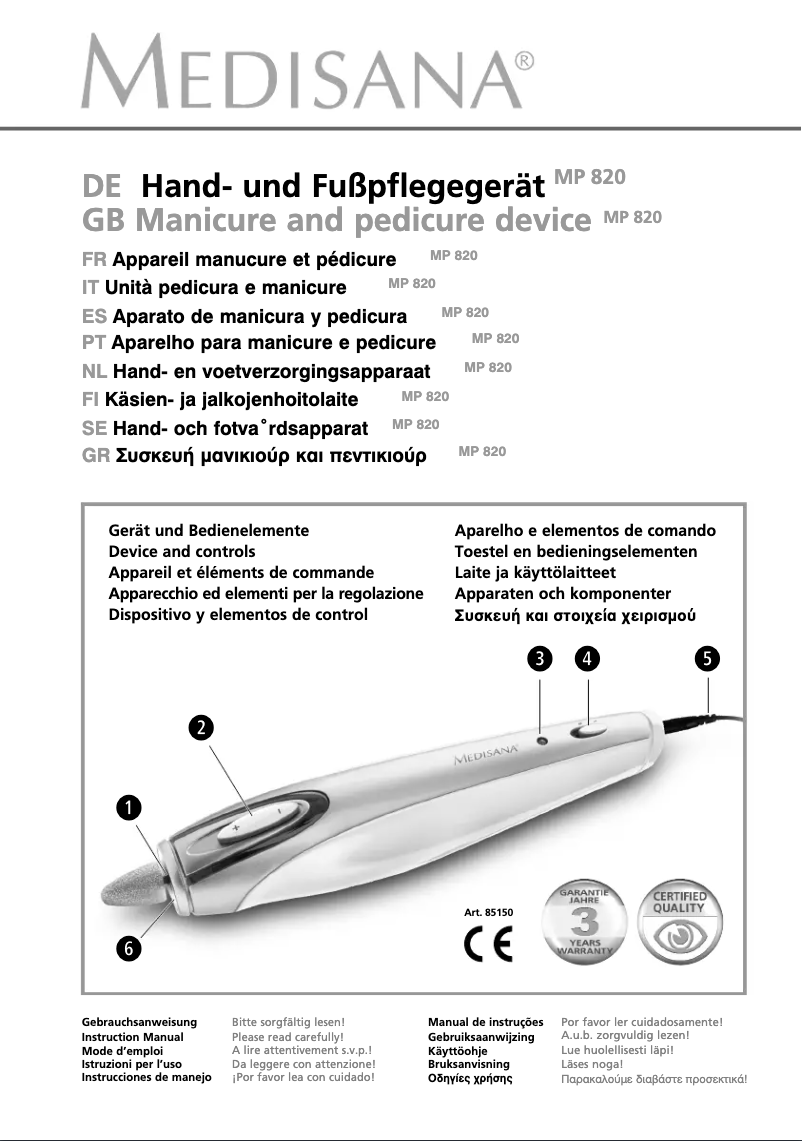 Página nº 1 - Manual de usuario Medisana MP 820