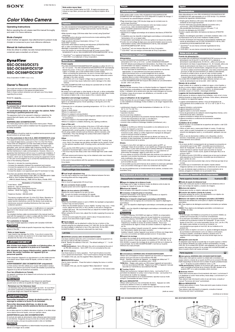 Página 1 del manual Manual de usuario Sony SSC-DC593