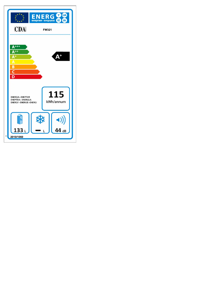 Página 1 del manual Etiqueta energética CDA FW321