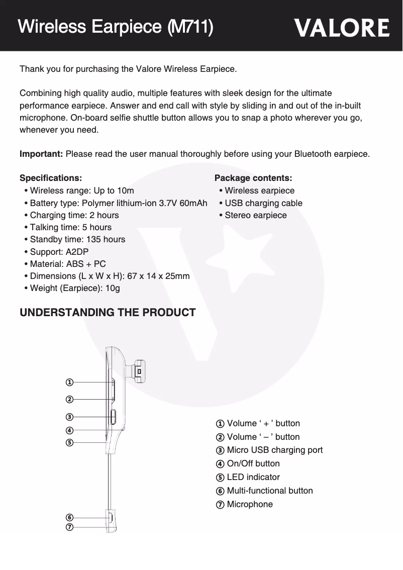 Página 1 del manual Manual de usuario Valore M711