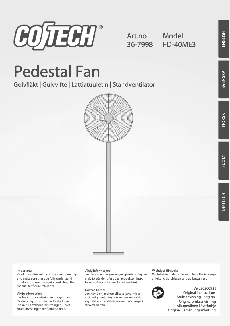 Imagen de la primera página del manual del dispositivo FD-40ME3