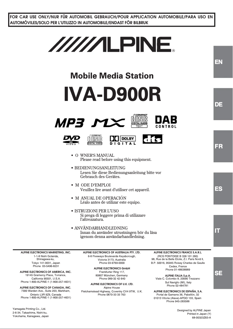 Página 1 del manual Manual de usuario Alpine IVA-D900R