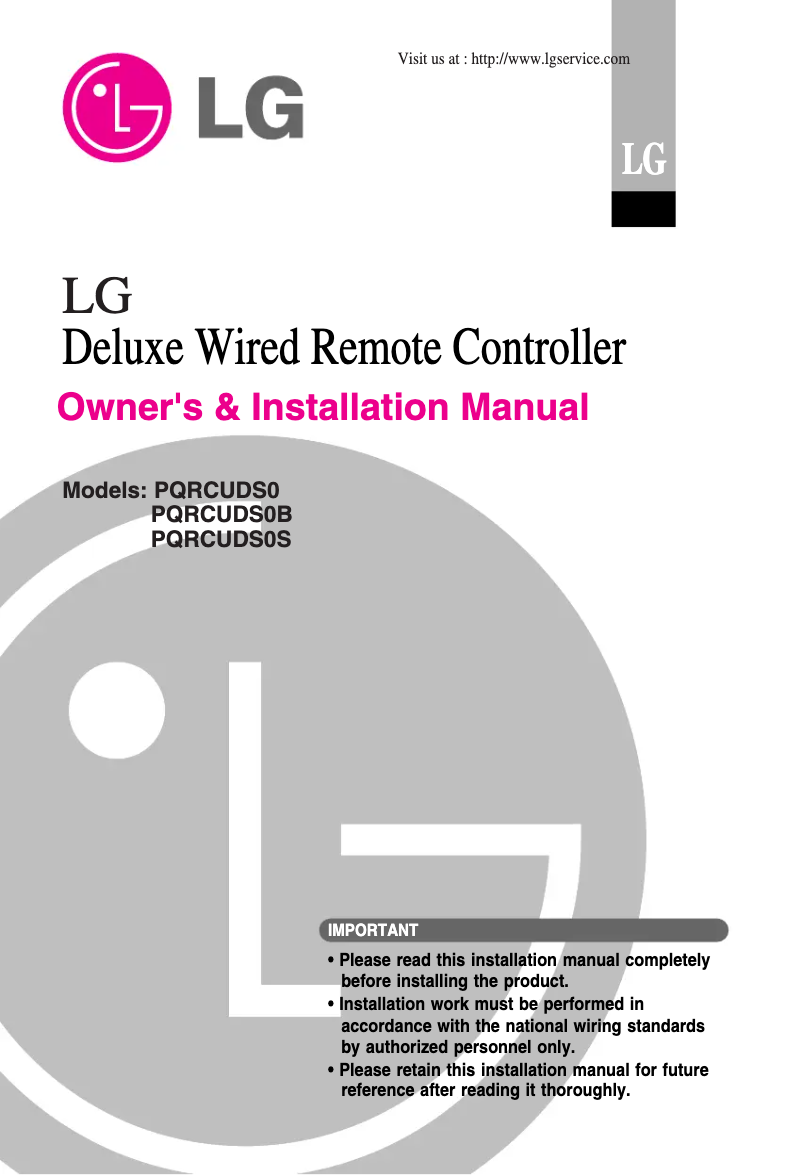 Página 1 del manual Guía de instalación LG PQRCUDS0S
