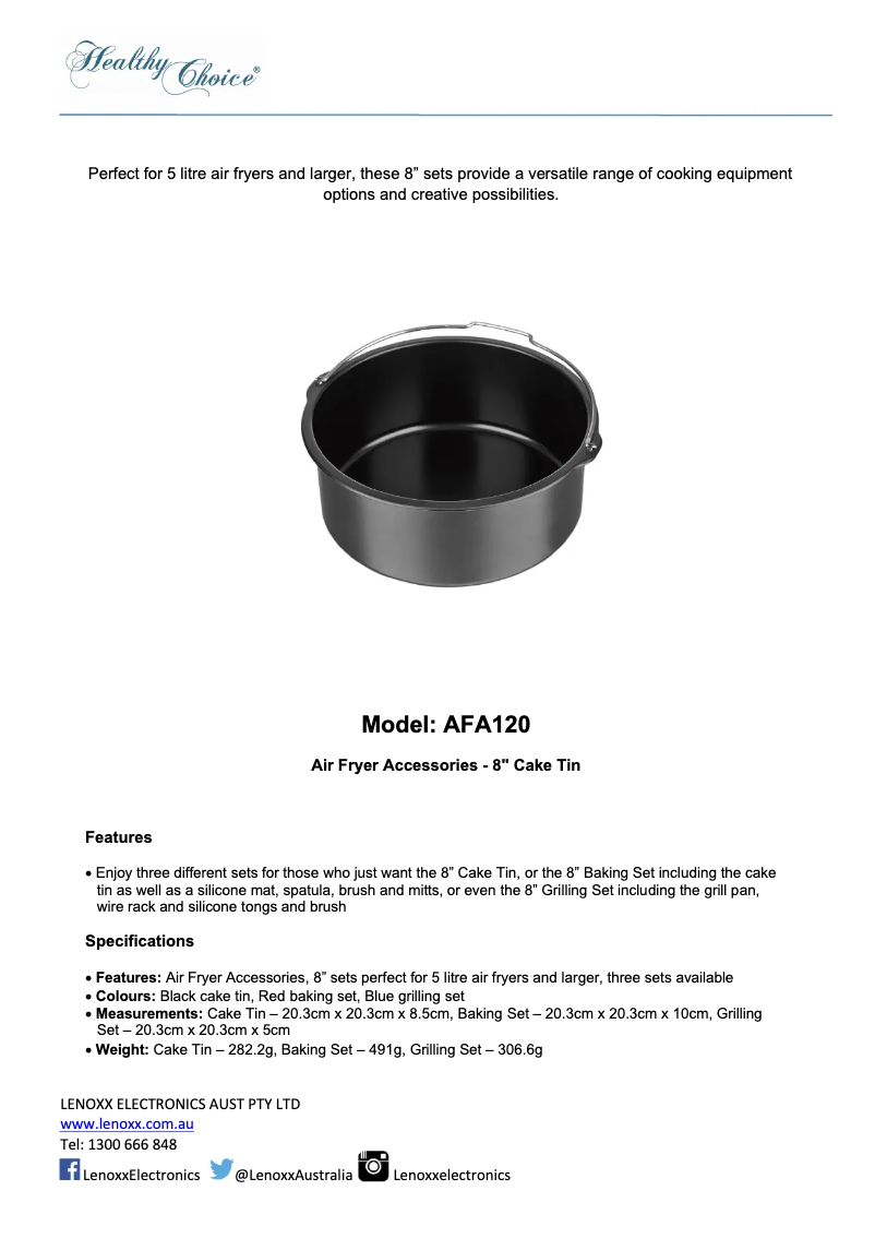 Página nº 1 - Ficha técnica Healthy Choice AFA120