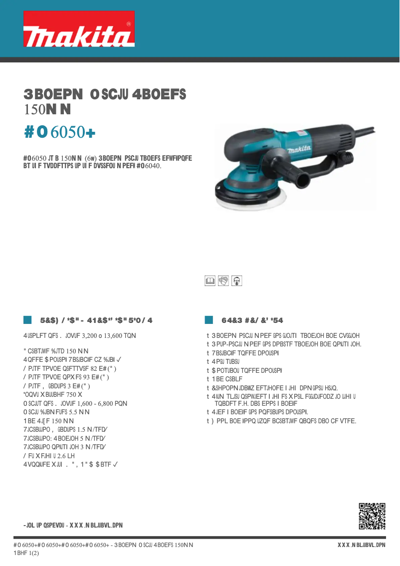 Página 1 del manual Ficha técnica Makita BO6050J