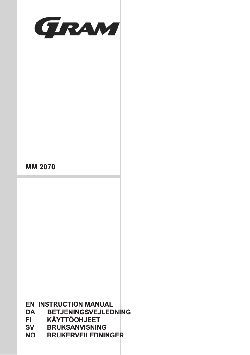 Imagen de la primera página del manual del dispositivo MM 2070