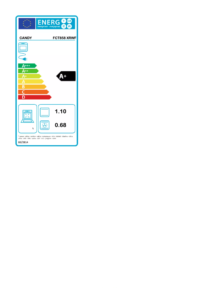 Página 1 del manual Etiqueta energética Candy FCT858 XRWF