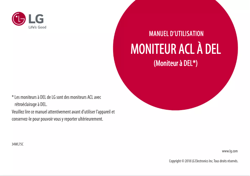 Imagen de la primera página del manual del dispositivo 34WL75C